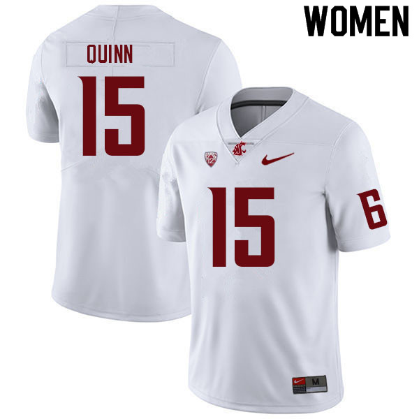 Women #15 Mitchell Quinn Washington State Cougars College Football Jerseys Sale-White - Click Image to Close